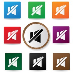 No sound icons on colorful buttons,vector