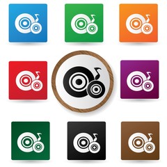 Dj icons on colorful buttons,vector