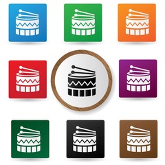 Drum icons on colorful buttons,vector