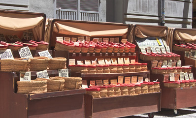 Selling spices in Granada, Andalucia, Spain