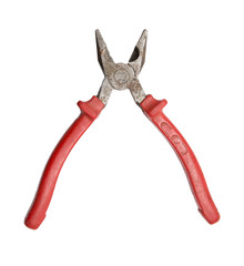 red pliers on white background