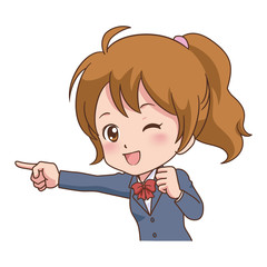 Fototapeta premium 女の子/指差し