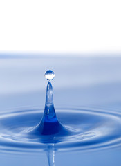 a drop of water falling into the water. macro