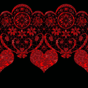 Red seamless lace pattern on black