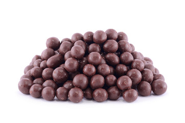 Chocolate balls on a white background