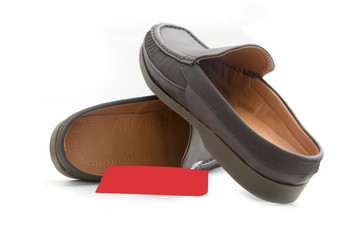 New brown male shoes  on white