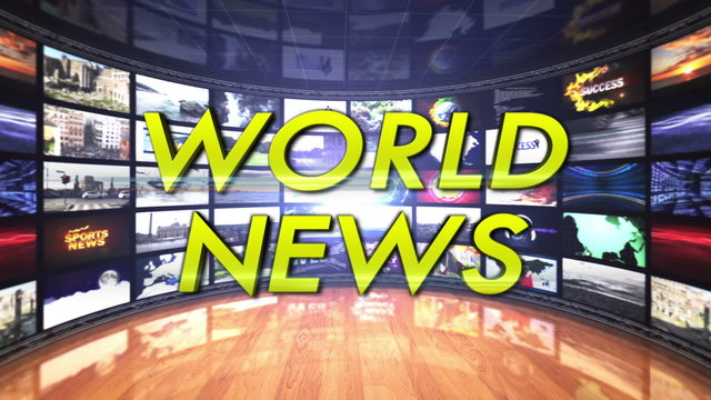 World News Text in Monitors Room, Loop