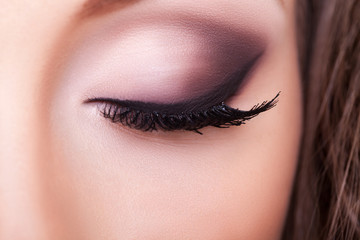 Macro shot of an eye professional make up