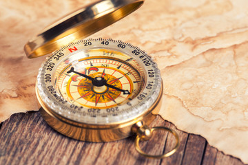 old treasure map with compass