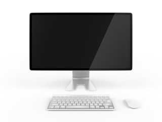 Display with keyboard and mouse. isolated