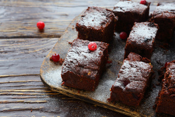 homemade brownie pieces on the board