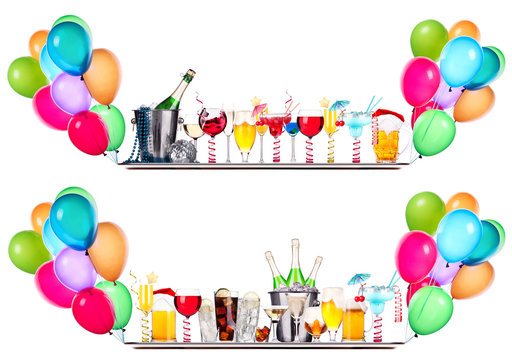 different images of alcohol with balloons