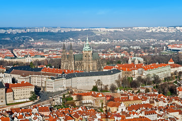 Fototapeta na wymiar Panorama of Prague with St Vitus Cathedral