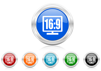 16 9 display icon vector set