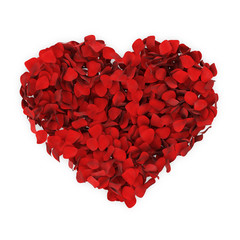 Obraz na płótnie Canvas Heart made from Red Rose Petals isolated on white 