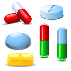 set of differenet types of pills