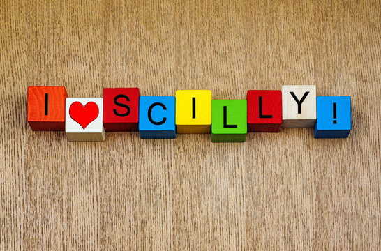 I Love Scilly, Cornwall, sign series for travel, holiday islands