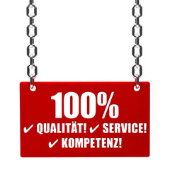 100% Qualität, Service, Kompetenz! Button, Icon