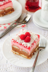 No Bake Chocolate, Raspberry and Savoiardi Layer Cake