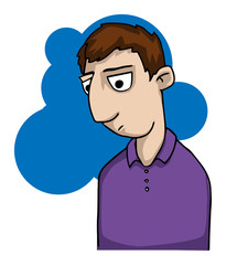 A simple cartoon male expressing emotion - sad