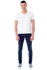 Obraz premium Full length image of young smart guy