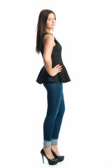 Mädchen in Jeans und high heels