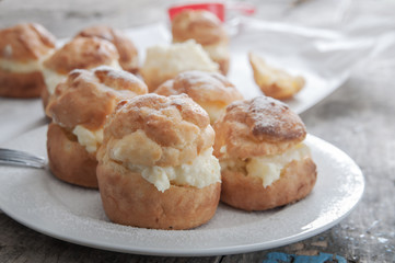Profiteroles on a plate