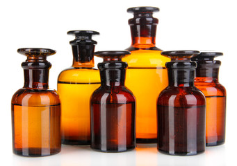 Medicine bottles isolated on white