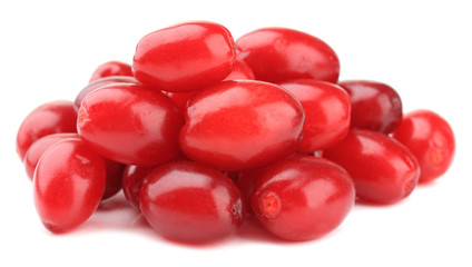 Fresh cornel berries isolated on white