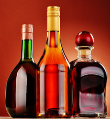 Bottles of assorted alcoholic beverages