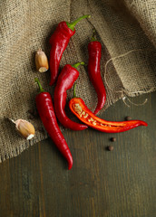 Red hot chili peppers  and garlic,