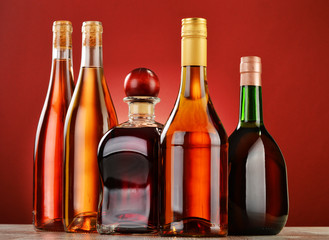 Bottles of assorted alcoholic beverages