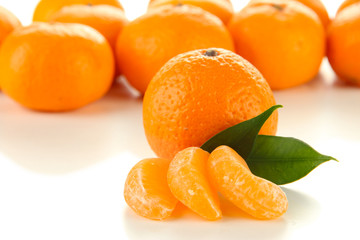 Ripe tangerines isolated on white