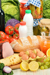 Composition with variety of grocery products © monticellllo