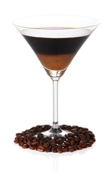Glass of tasty cocktail isolated on white