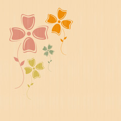 Abstract Retro Vector Flowers on Paper, Textile Background