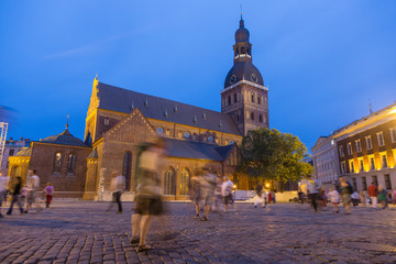 Rigas Doms, Cathedral of Riga City and Crowded Main Square
