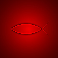 Vector christian fish simbol on red background. Eps10