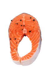 raw salmon steak isolated