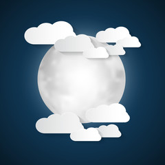 Abstract Vector Moon and Clouds