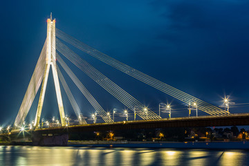 Obraz premium Modern Bridge in Riga at Night