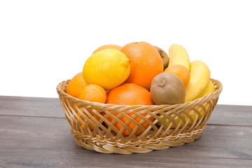 straw basket with fruits