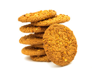 Oatmeal cookies with nuts isolated