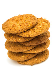Oatmeal cookies with nuts isolated