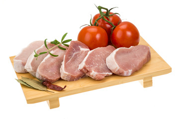 Raw pork steak