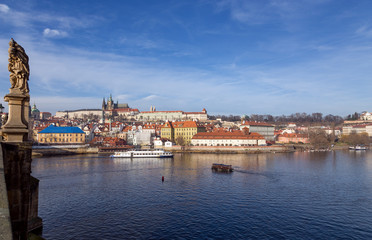 Fototapeta na wymiar View of Prague castle from Charles bridge, Czech Republic