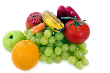 Fruits and vegetables isolated over a white background