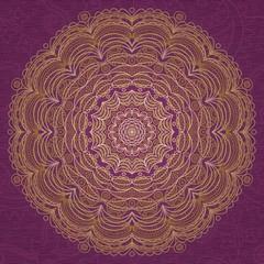 Ornamental round lace pattern. Background with many details.