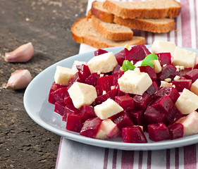 Beetroot salad with feta and olive oil