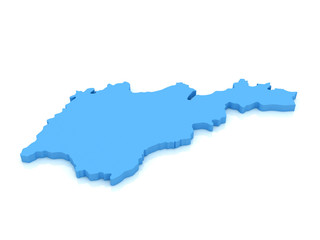 3d map of Armenia with high-resolution on  white background